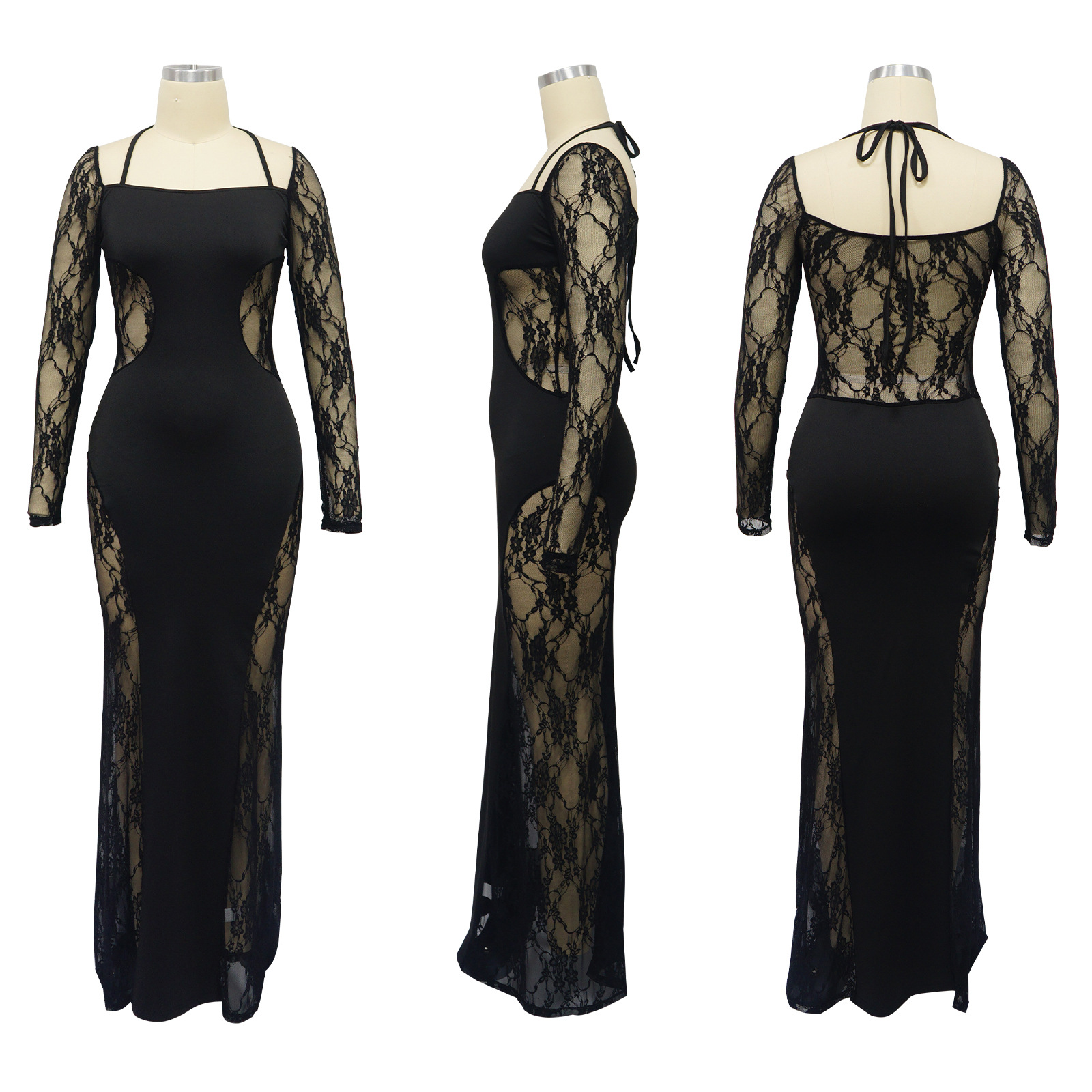 Elegant Women's Lace Splicing Evening Dress For Special Occasions_voghion.com