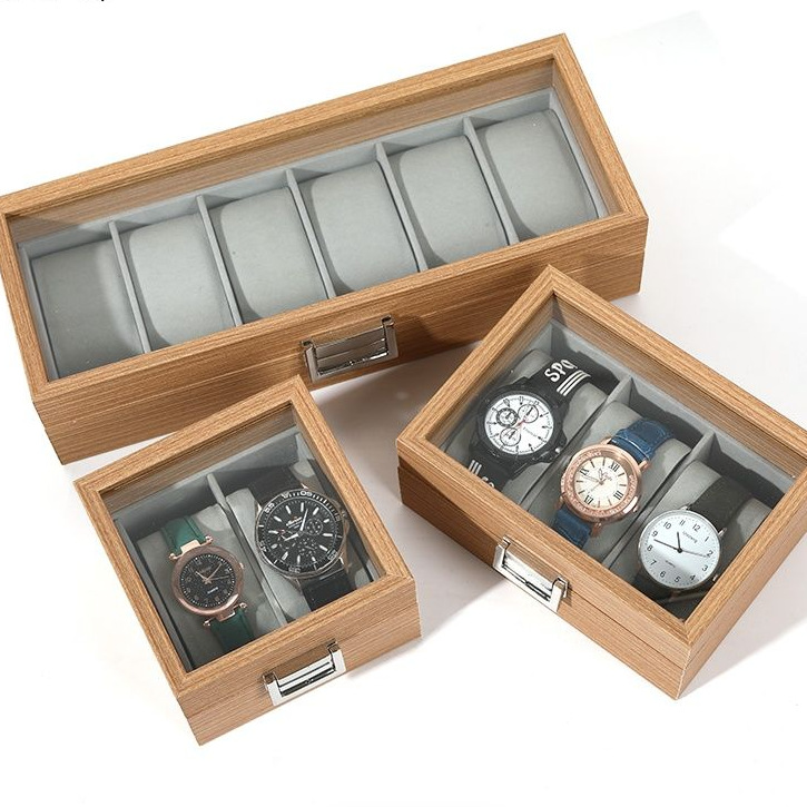 Spot Wooden Watch Storage Box Glass Skylight High-End Display Box Multi-Functional Exquisite Household Large Capacity