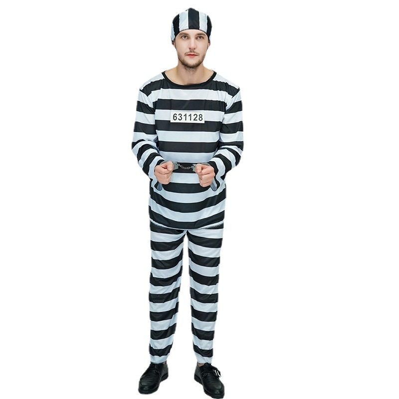 Adulto hombres rayas mono Cosplay traje Halloween partido ropa Cosplay traje mascarada image 4