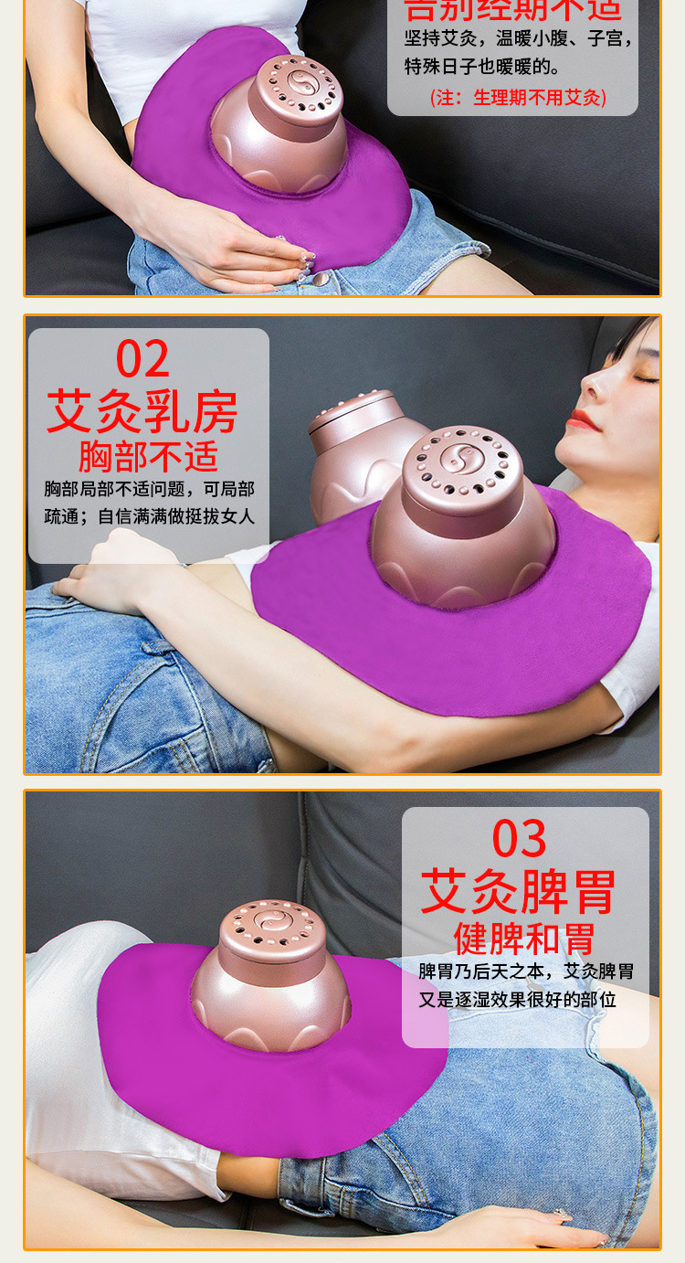 Portable Moxibustion Box Ai Jiu Can Smokeless Warming Tool for Abdomen Back Meridians with Filter Cap Straps 54 Moxa Cones Acupoint Chart overview