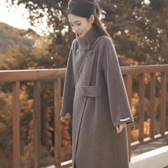 今年流行毛呢外套女2025秋冬装新款韩系高级感赫本风立领长款大衣