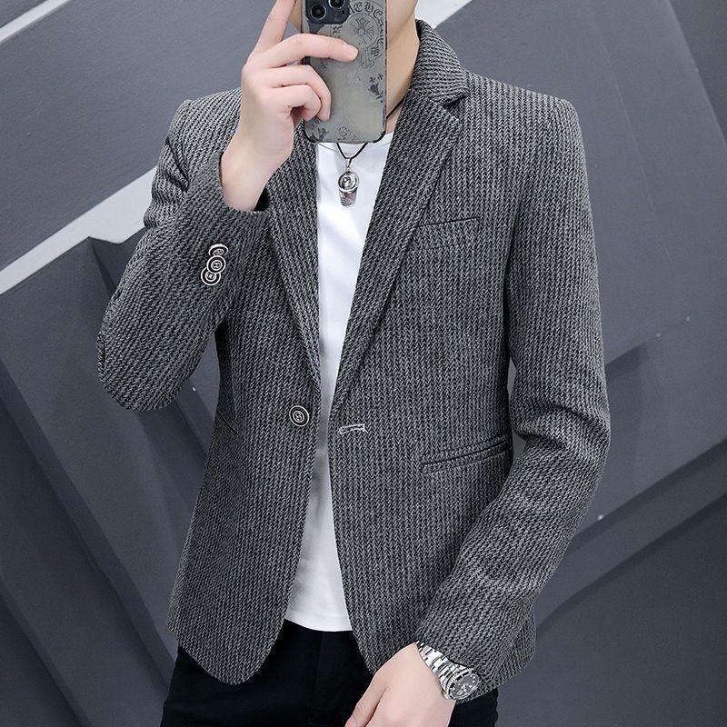 男士韩版修身型西服男春春秋帅气个性ins小西装潮流休闲百搭外套|undefined