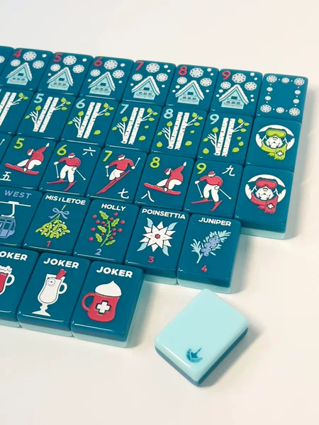 Second Batch Pre-Sale: American-Style Mahjong Skiing and Winter-Themed Acrylic Mahjong Tile Set, 160 Pieces