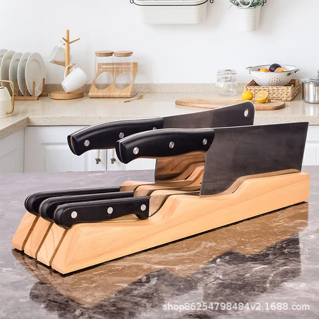 in stock Cross-border Wooden Drawer-type Knife Rack Multifunctional Storage Rack Kitchen Desktop Knife Storage Finishing Rack Knife Holden