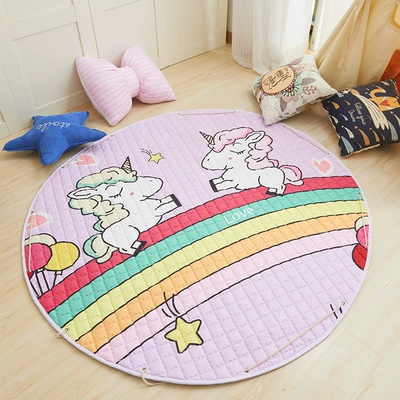 Toy Floor Mat Round Outing: Avtomobil döşəmə paspasları - rainbow-pony-diameter-15m-thickness-1cm