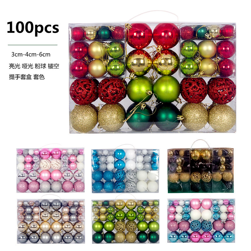 Factory Direct Sales Cross-Border Amazon Popular Christmas Ball 100Pcs Set Electroplated Plastic Ball Christmas Decorations Factory Direct Sales Cross-Border Amazon Popular Christmas Ball 100Pcs Set Electroplated Plastic Ball Christmas Decorations