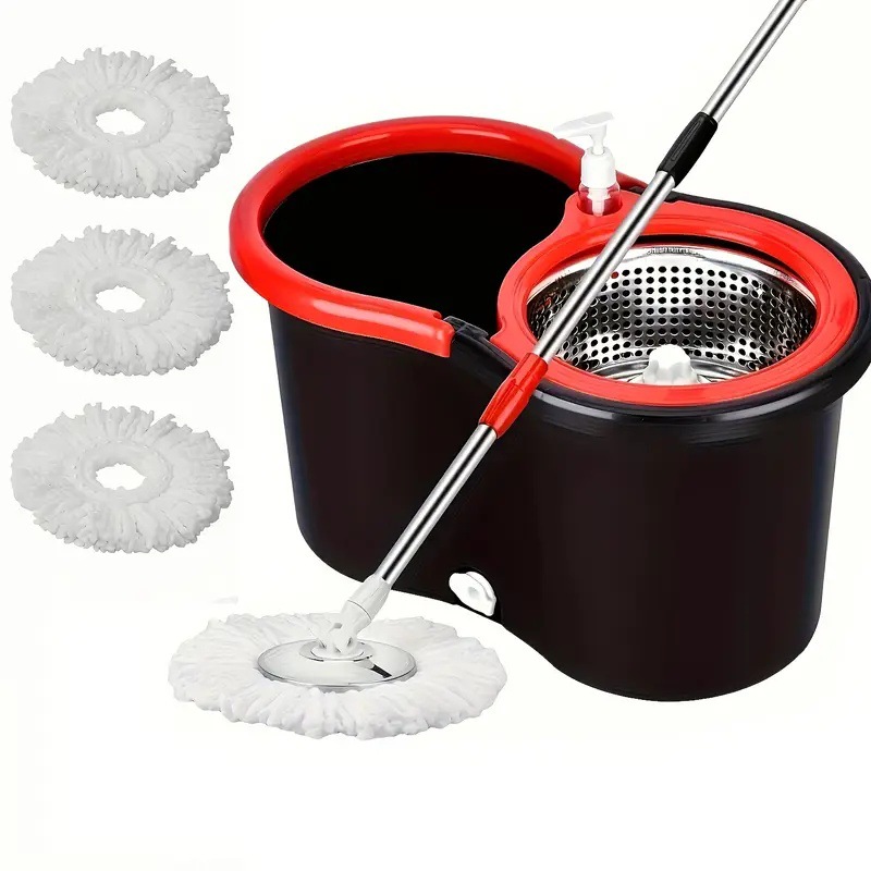 360 cubo de trapeador giratorio con 3 cabezas de reemplazo de trapeador de microfibra adecuadas para todo tipo de limpieza de pisos y ventanas