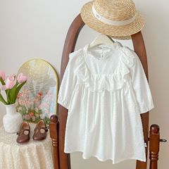 檸里女童連衣裙春秋裝新款韓版女寶寶中長款長袖公主裙洋氣兒童裝