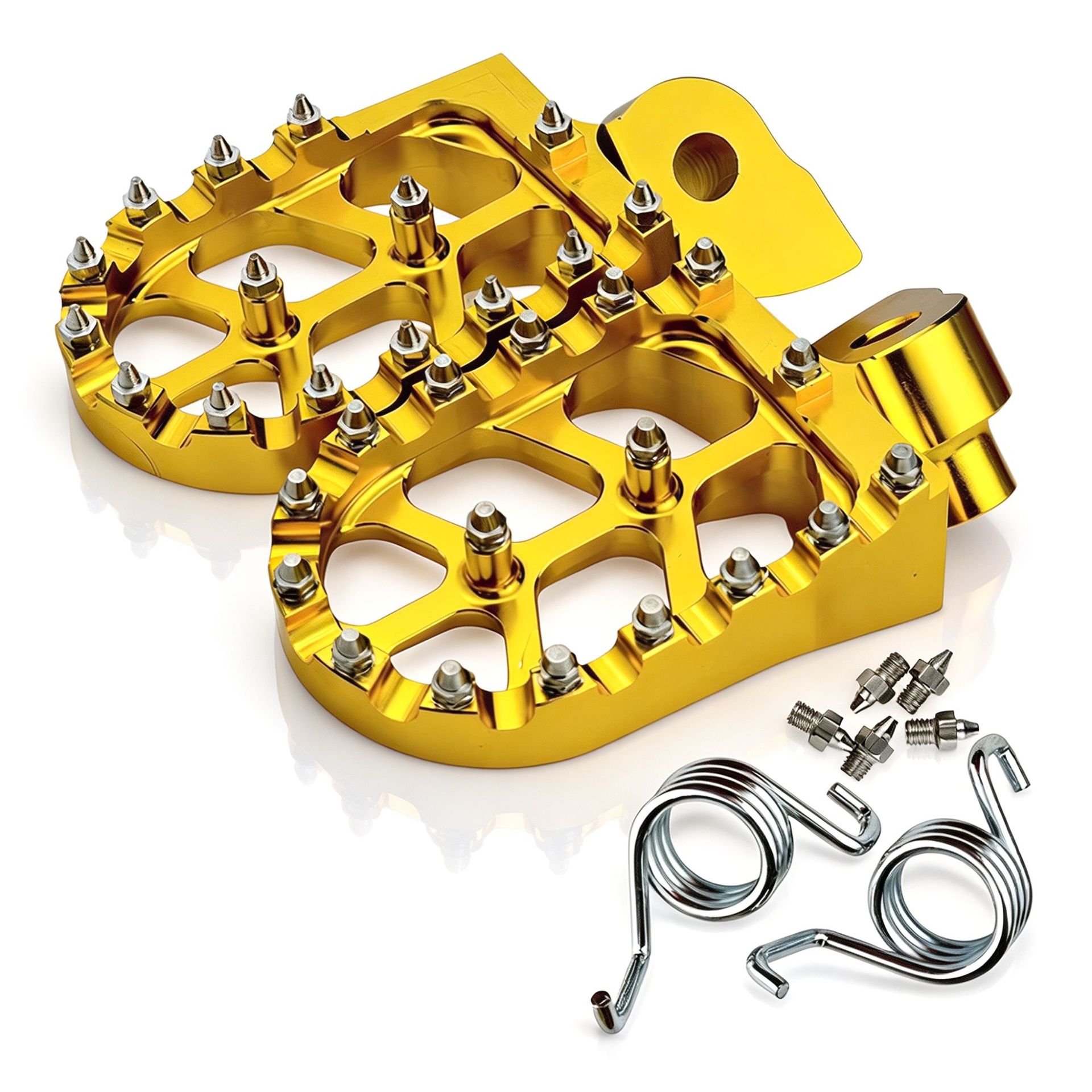 Motorcycle modification accessories: CNC aluminum alloy footrests, suitable for off-road vehicles, with studs, available in multiple colors, and featuring anti-slip and wear-resistant properties