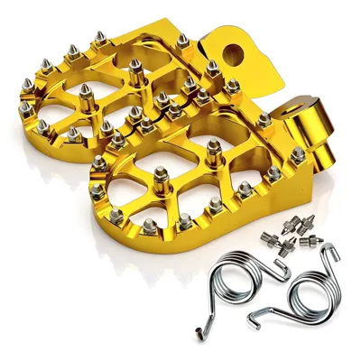 Motorcycle modification accessories: CNC aluminum alloy footrests, suitable for off-road vehicles, with studs, available in multiple colors, and featuring anti-slip and wear-resistant properties (Motosiklet ləvazimatları və aksesuarları) - golden