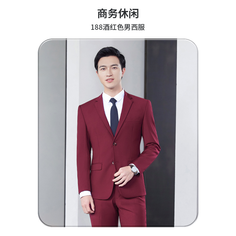 188 wine red Men's Suit
