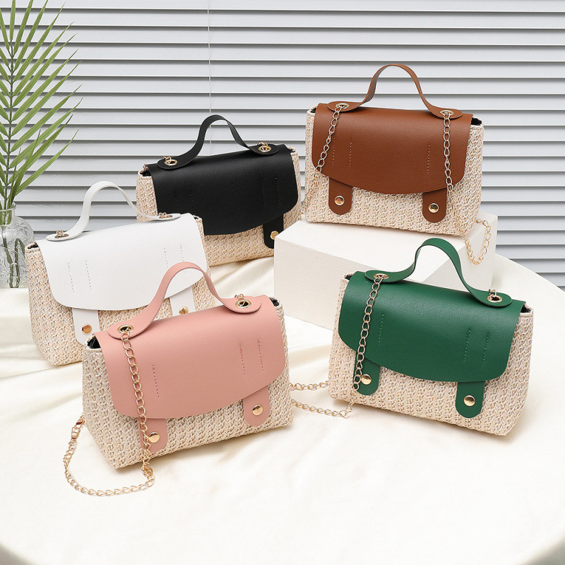 Otoño de 2025 nuevo estilo de moda de paja inns molino de viento costura bolso pequeño cubierto bolso de mujer hombro mochila