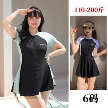 游泳衣拉链微胖大码女孩遮肚肉显瘦保守连体2023爆款网红夏季泳装