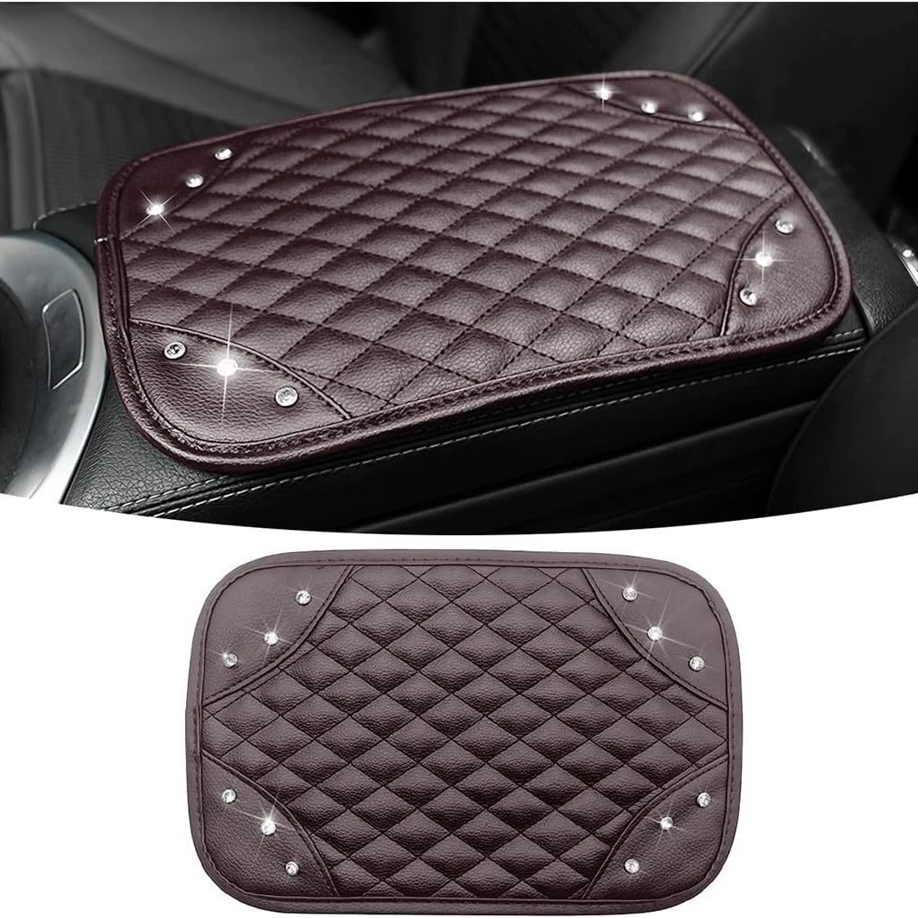 Новая накладка на подлокотник с инкрустированным бриллиантами центральным подлокотником, противоскользящая накладка, автомобильный универсальный автомобильный подлокотник, защитная накладка, аксессуары