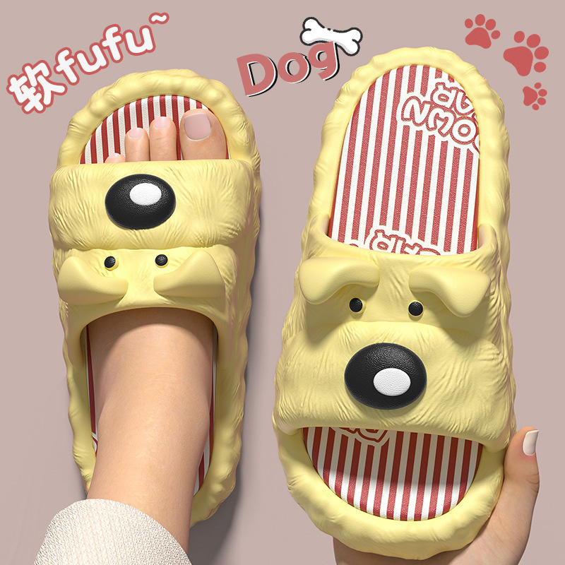 Cartoon Puppy Slippers for Women, Summer Thick-Soled, Non-Slip, Indoor Home Slippers, Cute Outdoor Slippers