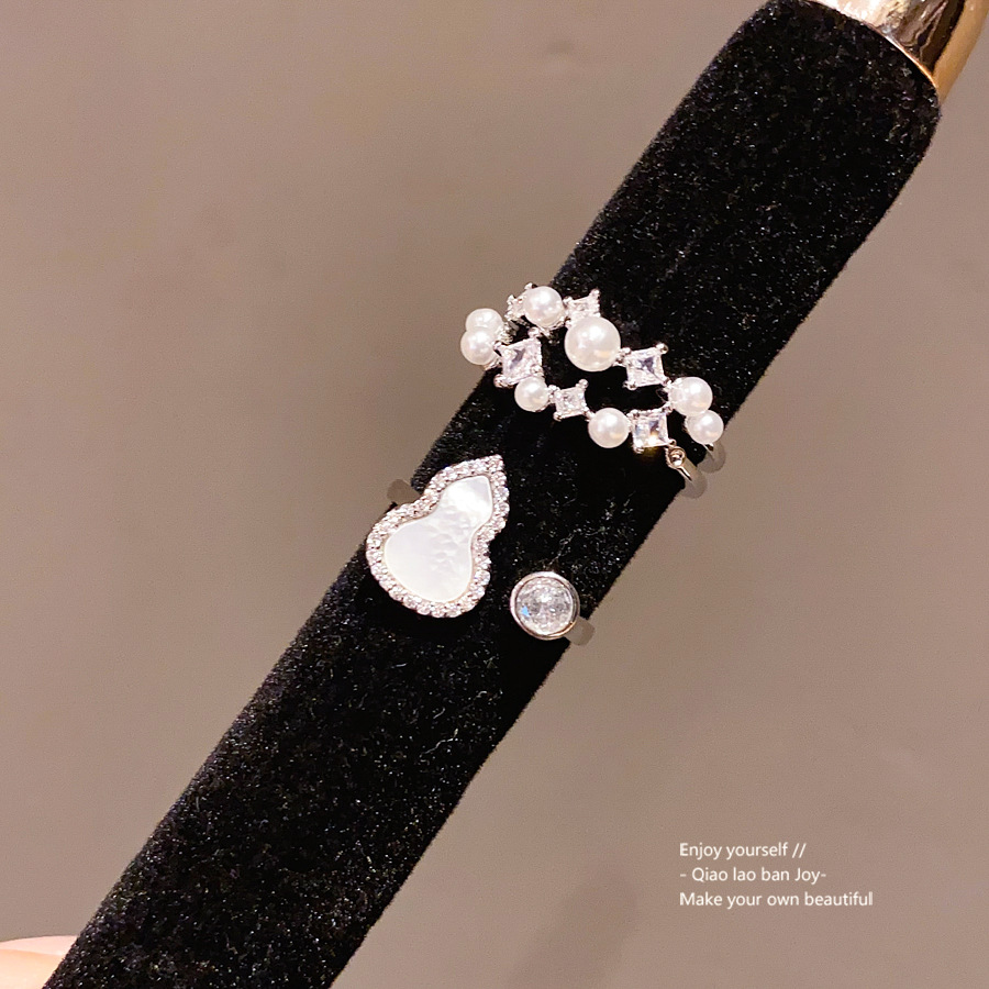 French Vintage Style Pearl Zircon Multi-layer Ring For Women_voghion.com