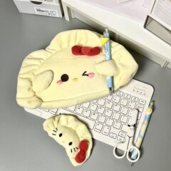 かわいいぬいぐるみ餃子筆袋学生大容量女子高颜値少女心趣味文房具箱怪ins