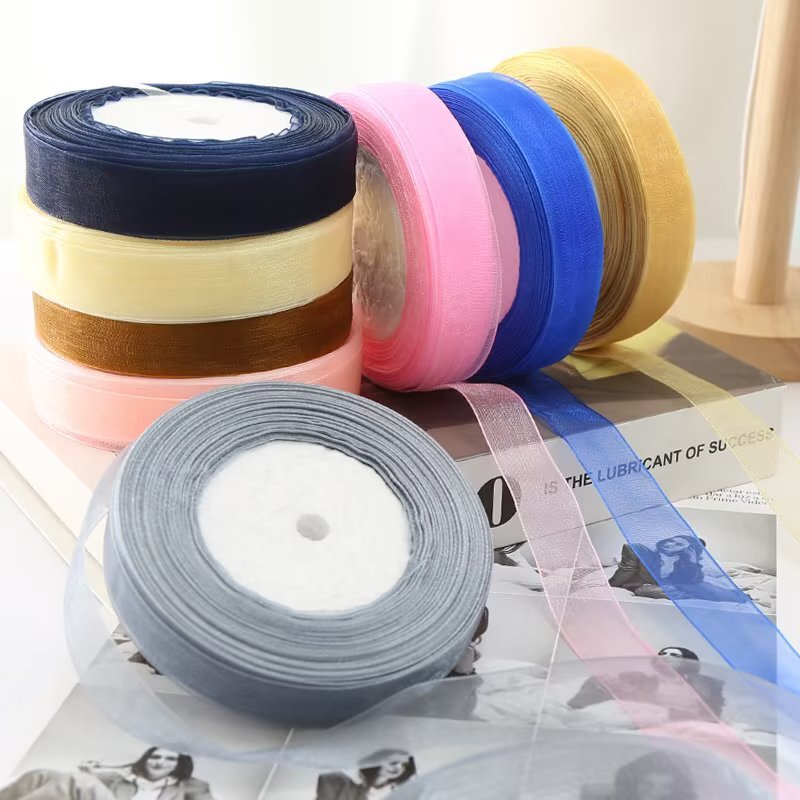 Whole barrel 2.0cm snow yarn ribbon transparent ribbon hand-woven DIY hook hat hair accessories Ribbon gift box packaging