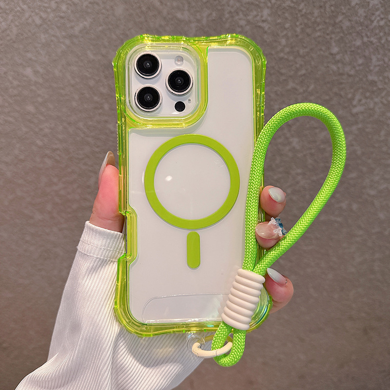 东南亚新品适用IP16PROMAX磁吸美腰三合一透明手机壳挂绳N52强磁|undefined