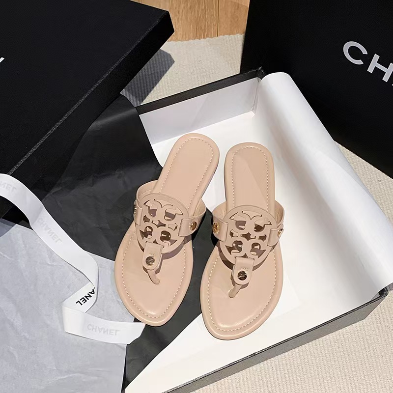 2024 nuevo tipo de zapatillas TB casuales con suela plana para mujeres de verano, zapatos de playa antideslizantes con suela gruesa
