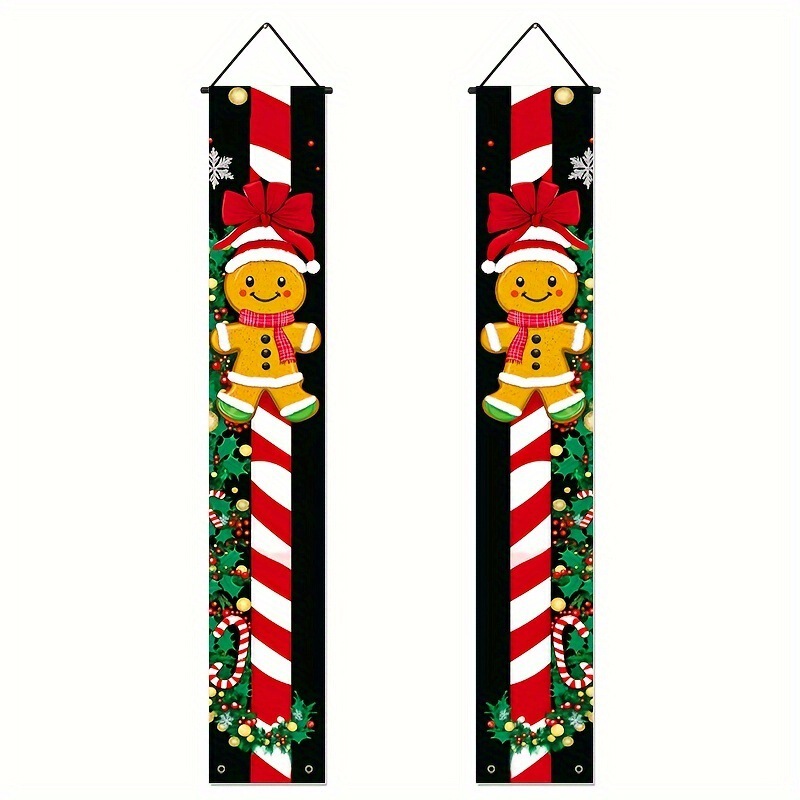 Amazon Cross-Border Santa Claus and Reindeer Peeking at the Porch Banner Couplet Flag Wholesale 30*180cm Pair