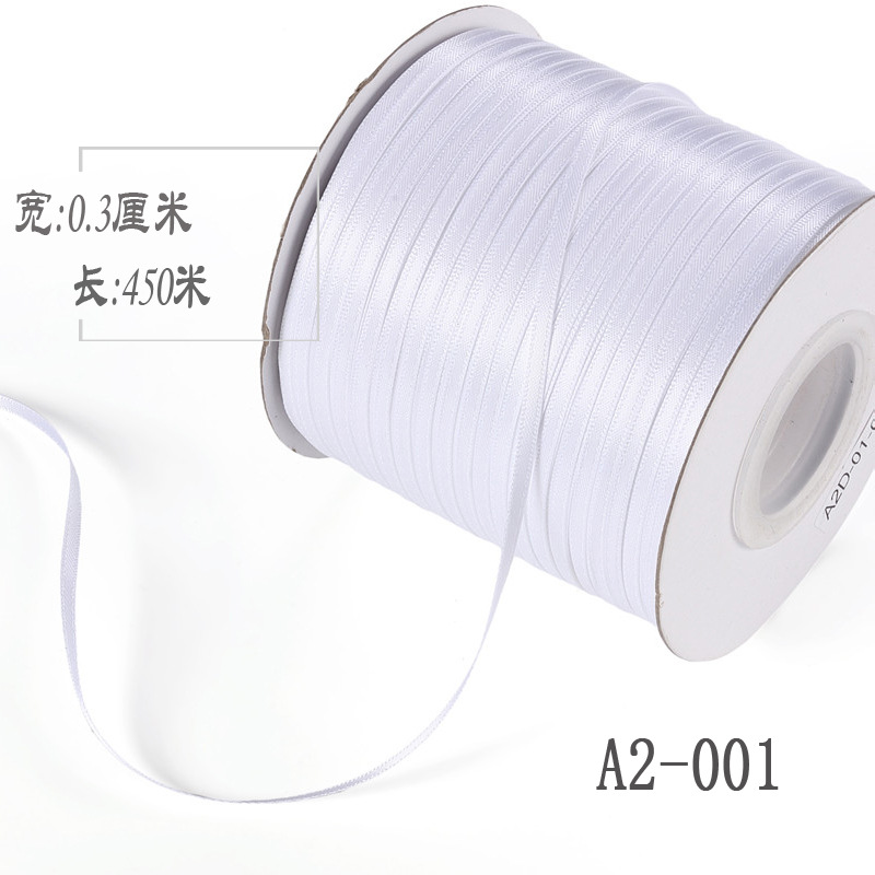 3mm de doble cara cinta de poliéster arco DIY cinta globo cuerda etiqueta grano embalaje fino cinta ropa satén