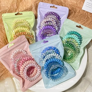 High Stretch and Durable Girl's Hair Ring Tie Hair Traceless Telephone Line Hair Rope Women's High-end All-match Hair Accessories Small Rubber Tendons