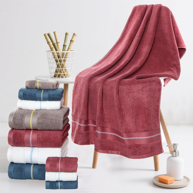Cross-Border Large Size 180*90 Bath Towel 800g Soft Absorbent Thickeneded Bamboo Charcoal Bath Towel Beach Towel Household Large Towel