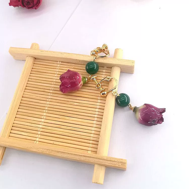 Mori Super Fairy Yongsheng цветок розы, настоящая сушёная роза розового цвета, серия для девочек, серьги