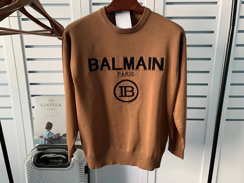 Autumn and Winter New balmain Jacquard Letter Cotton Long Sleeve Sweater Sweater for Couples