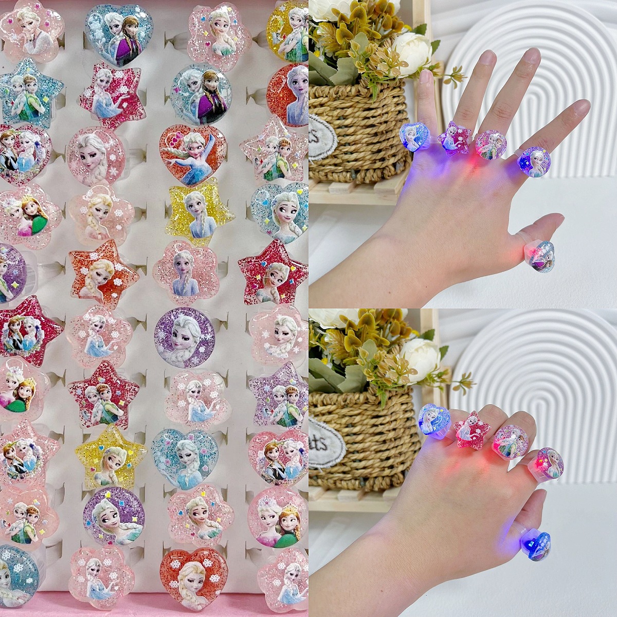 Children's Luminous Rings, Ice and Snow Princess Flashing Toys, Luminous Finger Lights, Street Stall Supply, Wholesale Kindergarten Gifts