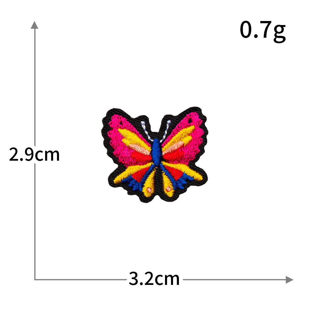 Pegatinas de tela de bordado de mariposa de color, sin costura, bordado por computadora, accesorios de ropa de bricolaje, pegatinas decorativas, pegatinas de parche, personalización al por mayor
