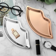 入門玄關鑰匙收納托盤底座擺件首飾耳飾擺放展示盒不鏽鋼金色托盤