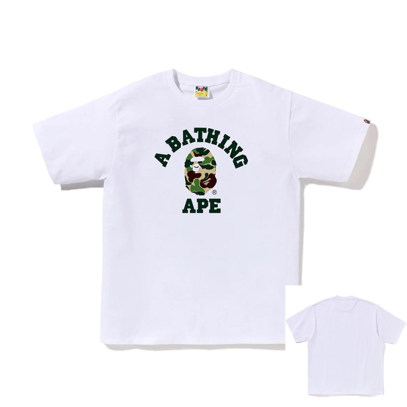 APE Ape トレンドブランド 外国貿易 ヘビーウェイト ピュアコットン ラウンドプリント ユニセックス ゆったり プレミアム 半袖 Tシャツ 25SS|undefined