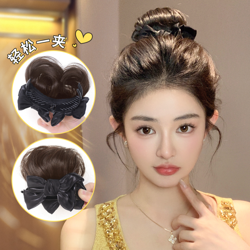 Hair Clip Bun Hair Ring with a High-End Feel, Bowknot Fluffy Flower Bun to Increase Hair Volume, Hair Bun Tool for Lazy People