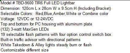 Ambulance, Fire Truck, Truck, Special Vehicle Roof Dedicated Led Long Row Warning Light 132Led High Brightness Emergency