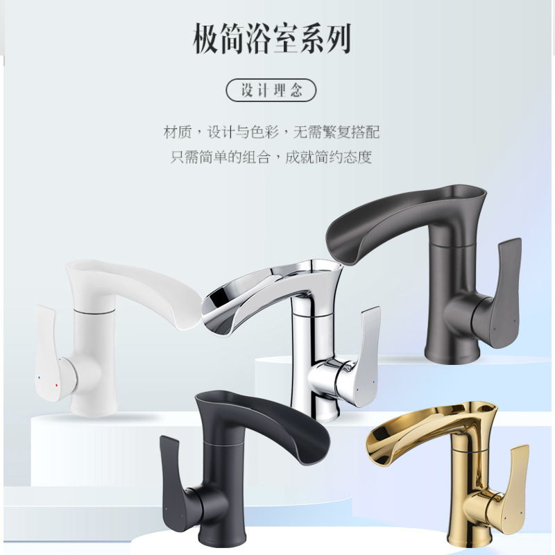 Uno por uno transfronterizo grifo dedicado lavabo de agua fría y caliente cascada de salida de agua de un solo agujero lavabo cuenca grifo