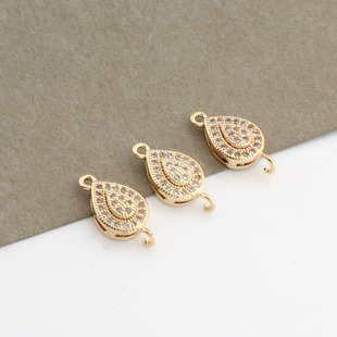 diy jewelry accessories copper gold-plated micro inlaid zircon three-dimensional water drop double hanging diy jewelry earrings bracelet pendant