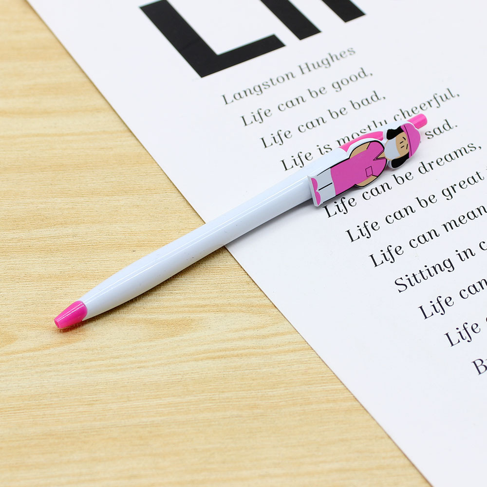 Papelería creativa, médico, enfermera, patrón, portalápices, prensa, bolígrafo de plástico, impresión de personajes de dibujos animados, bolígrafo publicitario