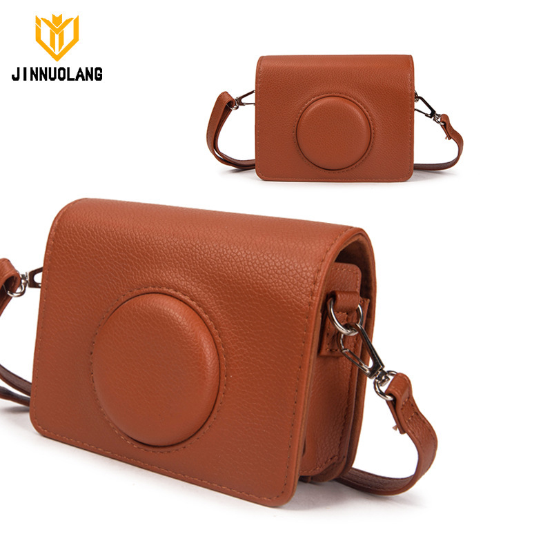 Fuji Instax Mini Evo Camera Bag Pu Leather Retro Simple Crossbody Protective Case with Shoulder Strap Retro Style