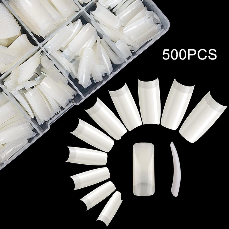 Nail half paste full paste fake nail transparent natural color 500 pieces nail piece French nail piece natural full paste half paste method Nail half paste full paste fake nail transparent natural color 500 pieces nail piece French nail piece natural full paste half paste method