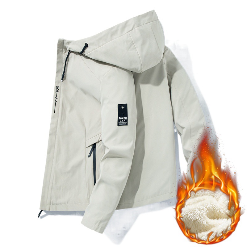 Liquidación, últimas unidades, chaqueta para hombre, primavera y otoño, estilo coreano, informal, juvenil, gruesa, forrada de lana, con capucha.