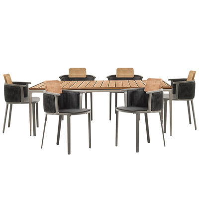 Mesa de teca de 1,6 metros + seis sillas