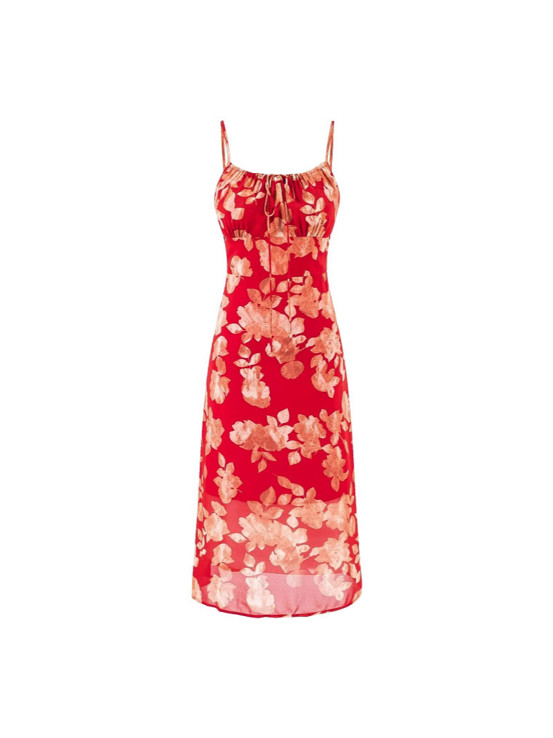Retro summer shiffon fitted dress