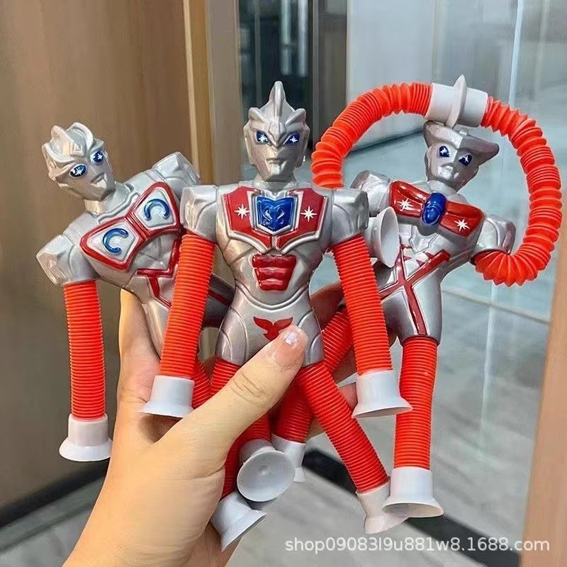 クロスボーダー吸盤ロボット伸縮玩具百変形ストレッチ管発光解凍奇趣減圧玩具プレゼント|undefined