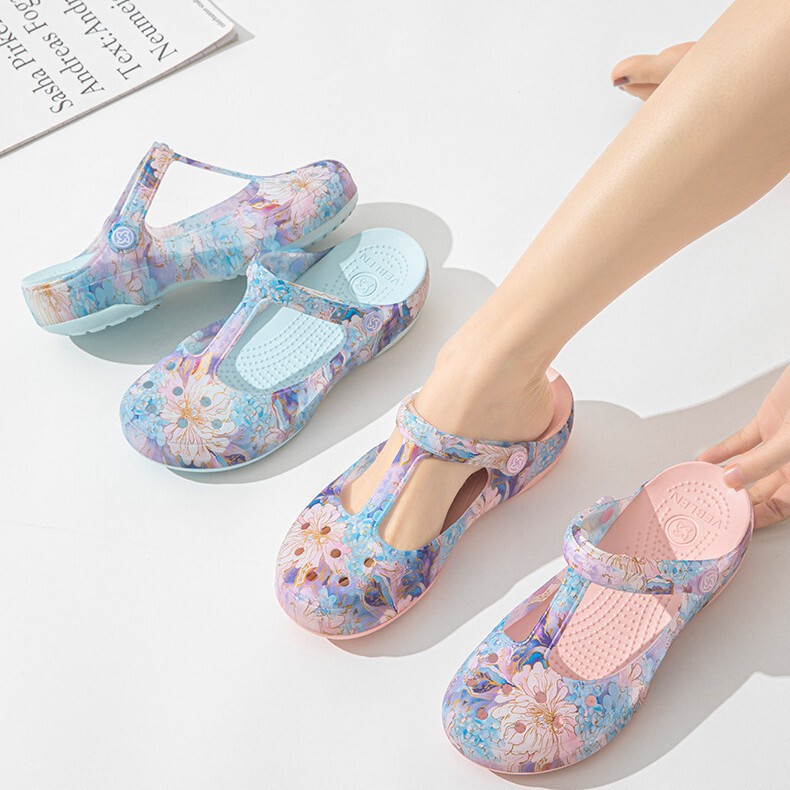 Beach Non-slip Cave Shoes Women's Soft-soled Seaside Thick-soled Jelly Shoes for Outer Wear plus size Sandals Summer Mary Jane