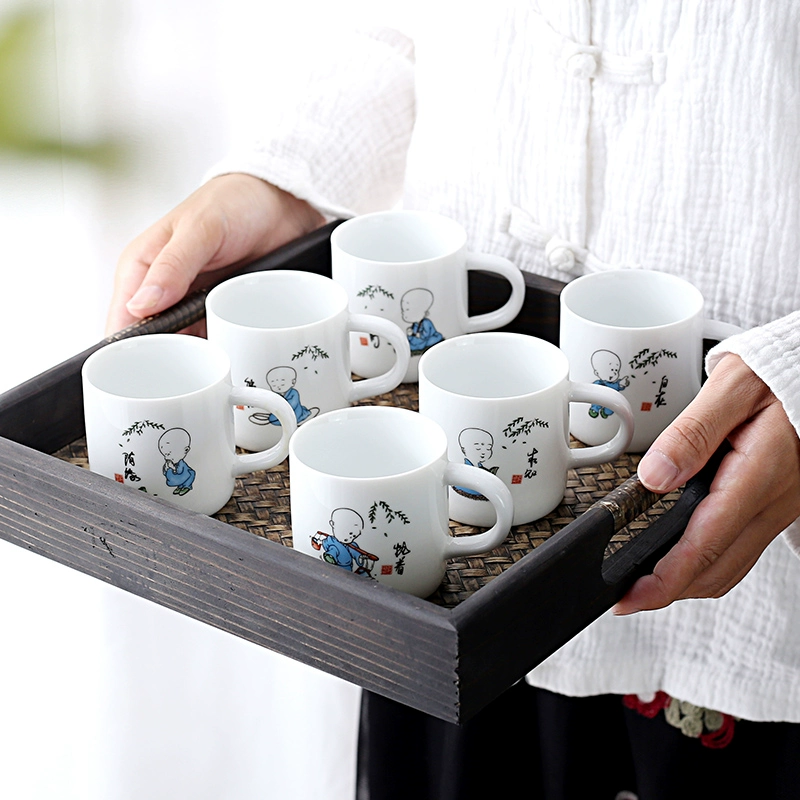 1VPK белая porcelain чашка чая керамическая для мастера чая, подождав, чтобы использовать резинку против ожогов, 6 установленных бокалов