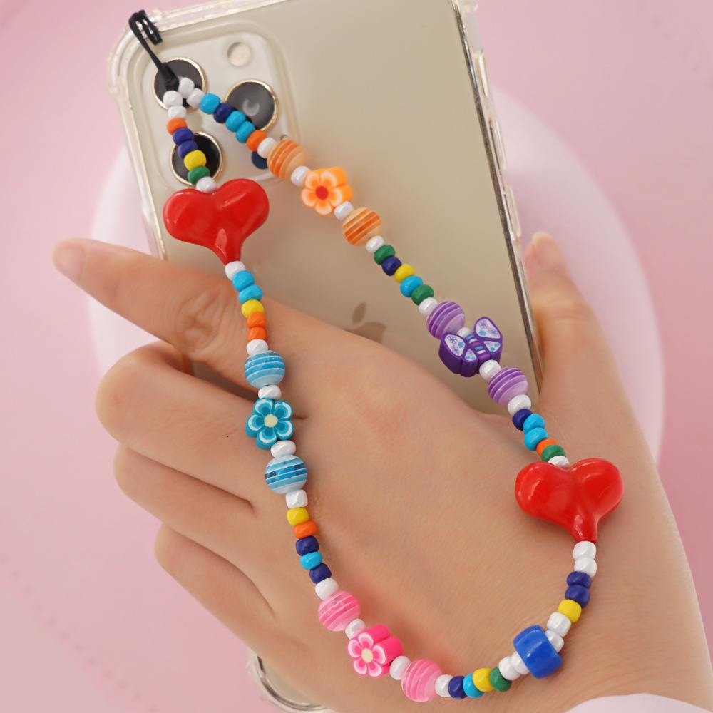 perles de verre de couleur bohme chane de tlphone portable perle  la main en grospicture1