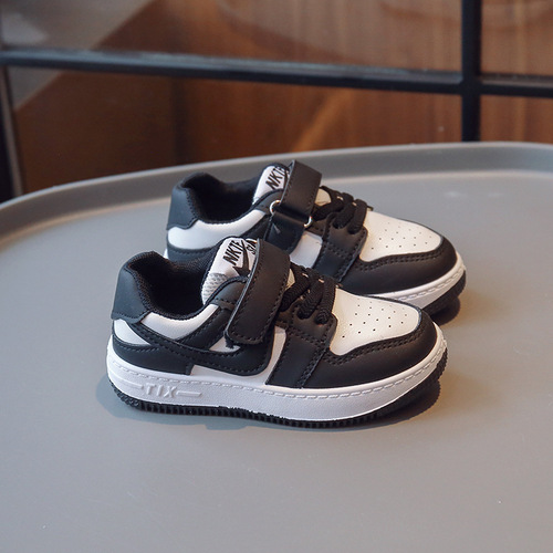 Dunk Black and White Panda Kids' Spring and Autumn Real Insole Sports Sneakers Platform Shoes for Boys and Girls Casual Shoes Shadow Gray