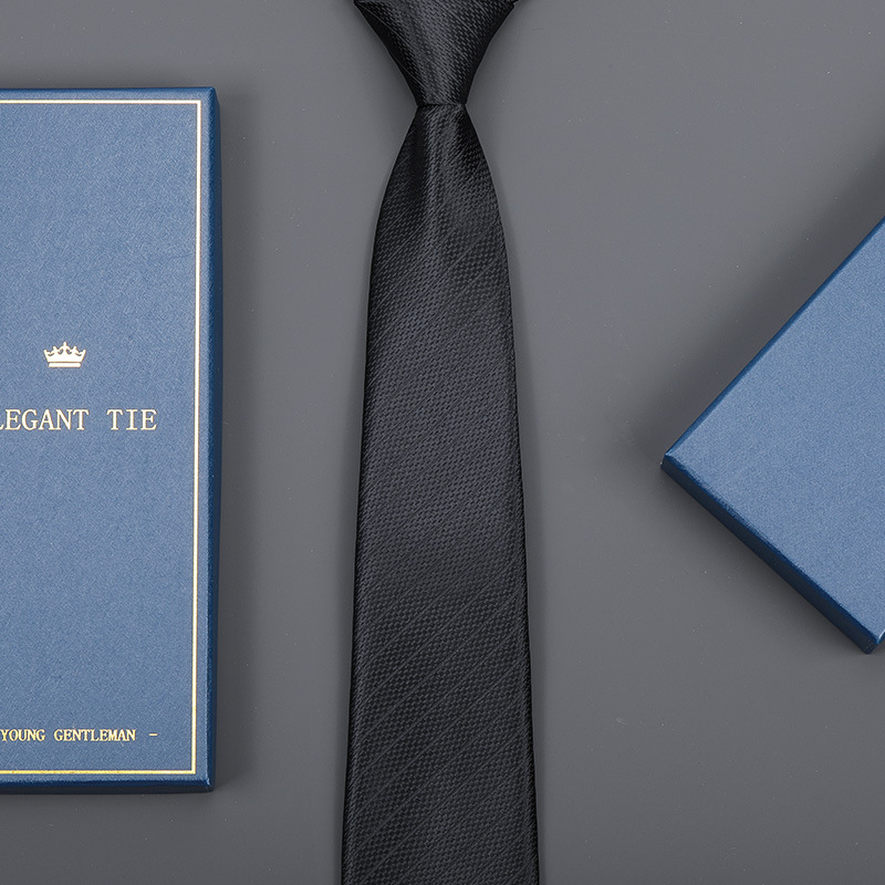 8cm 우아한 블랙 스트라이프 지퍼 [롱 선물 상자]